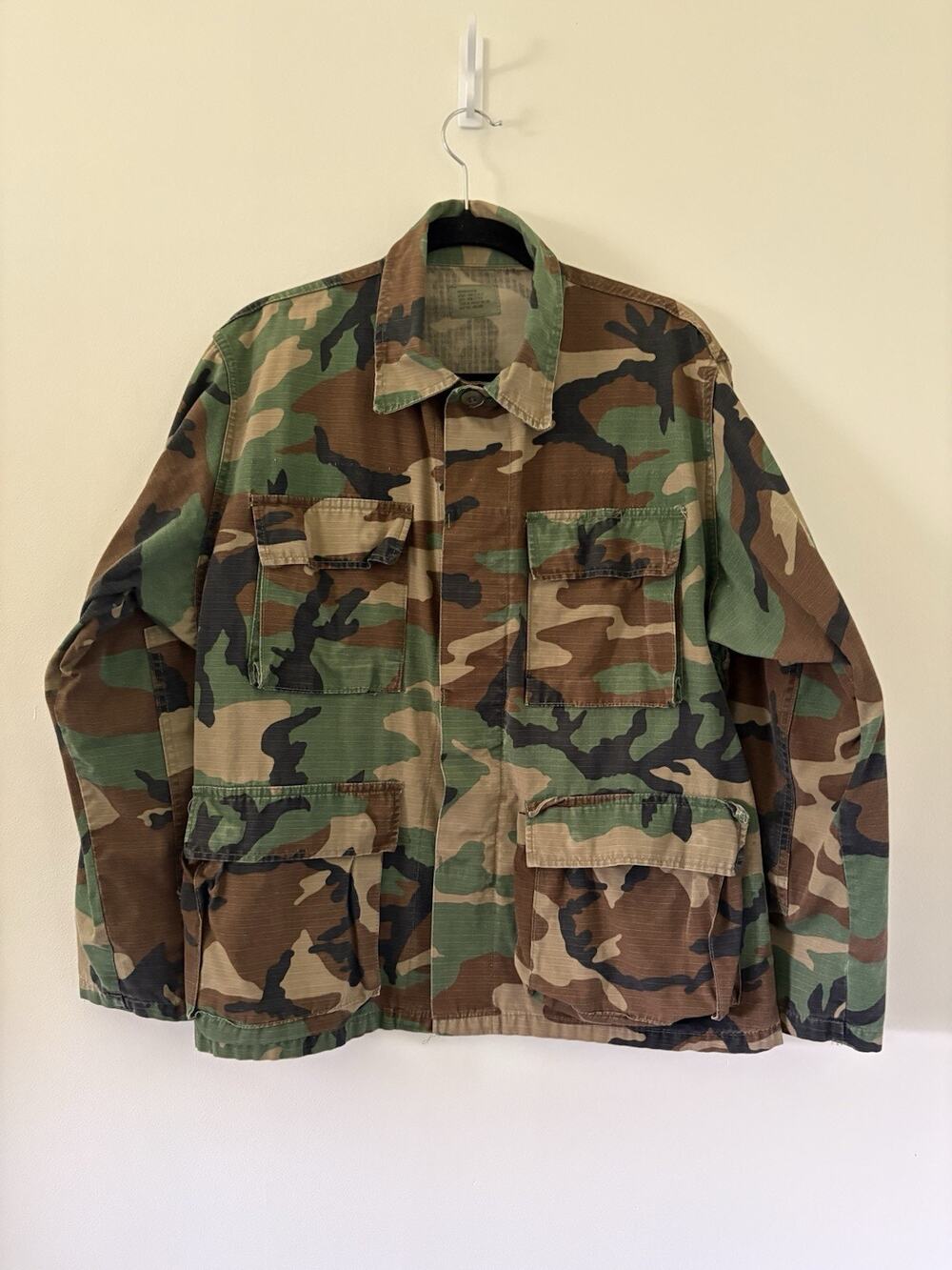 US Military Jacket Mens Medium Green Camouflage Camo Rip stop 8415-01-184-1330